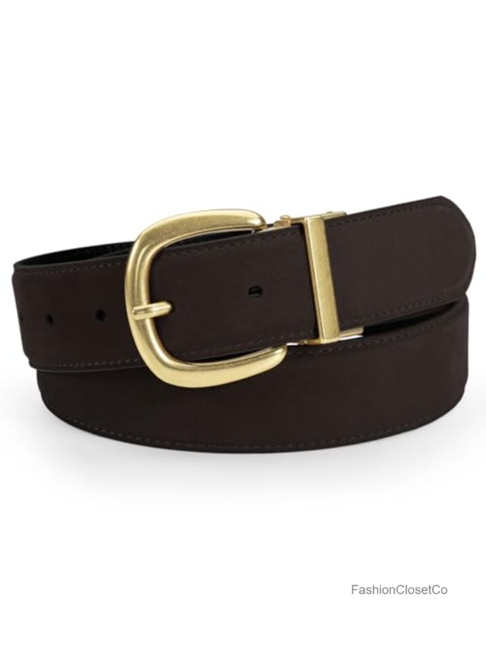 Womens Suede Belt Top-Grain Suede Gold Buckle 1.3"